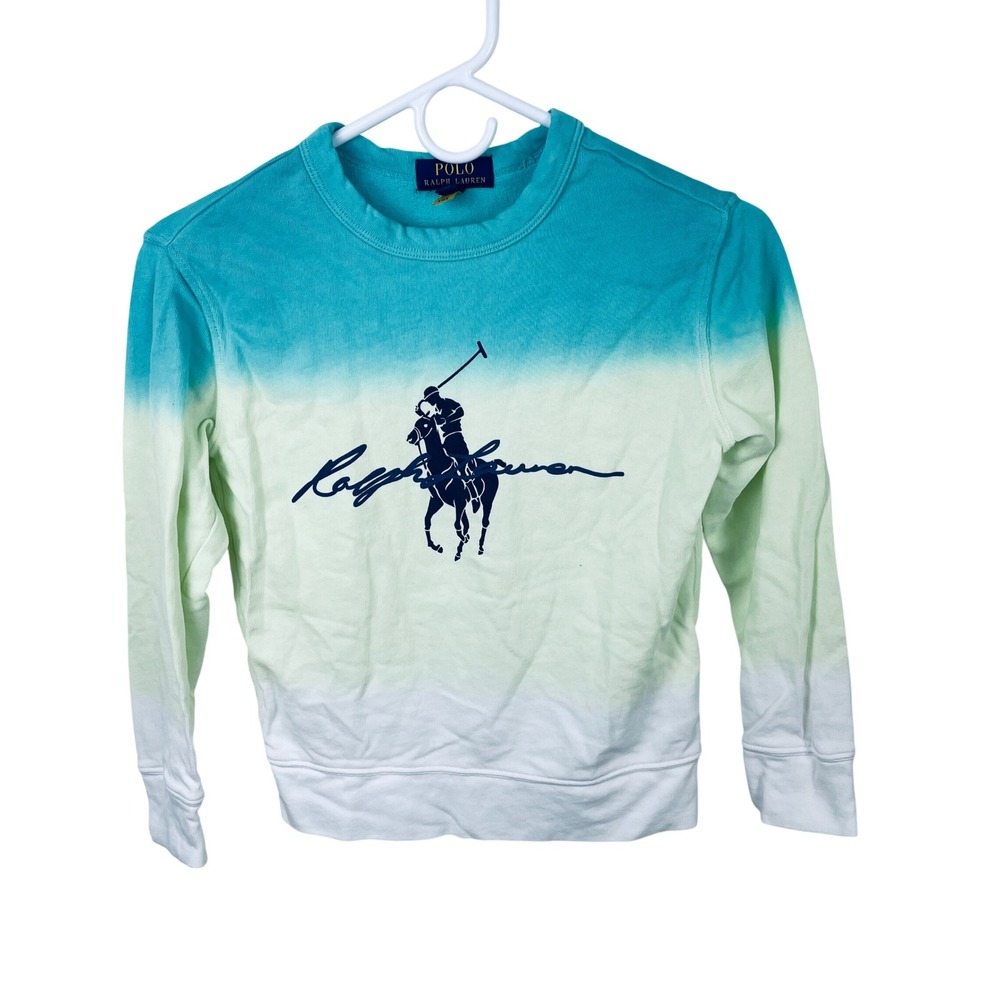 Polo Ralph Lauren Kids Ombre Big Pony Sweatshirt Blue Green White Size S 8